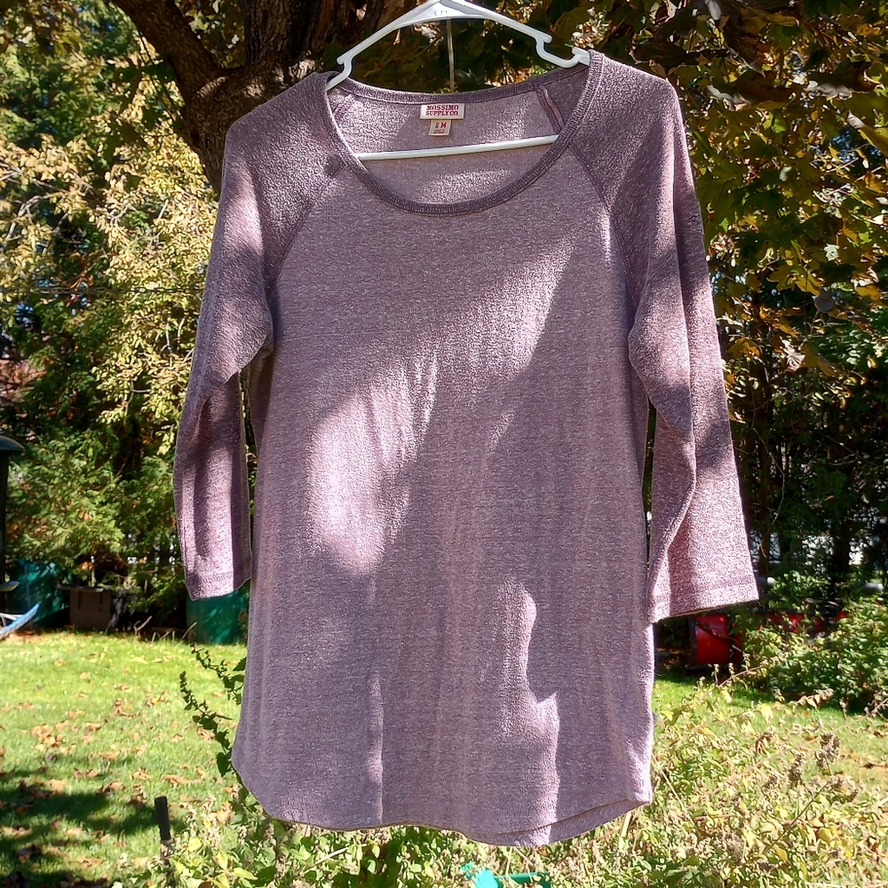 Mossimo Supply Co. Heathered Purple 3/4 Length Sleeve Baseball Tee
